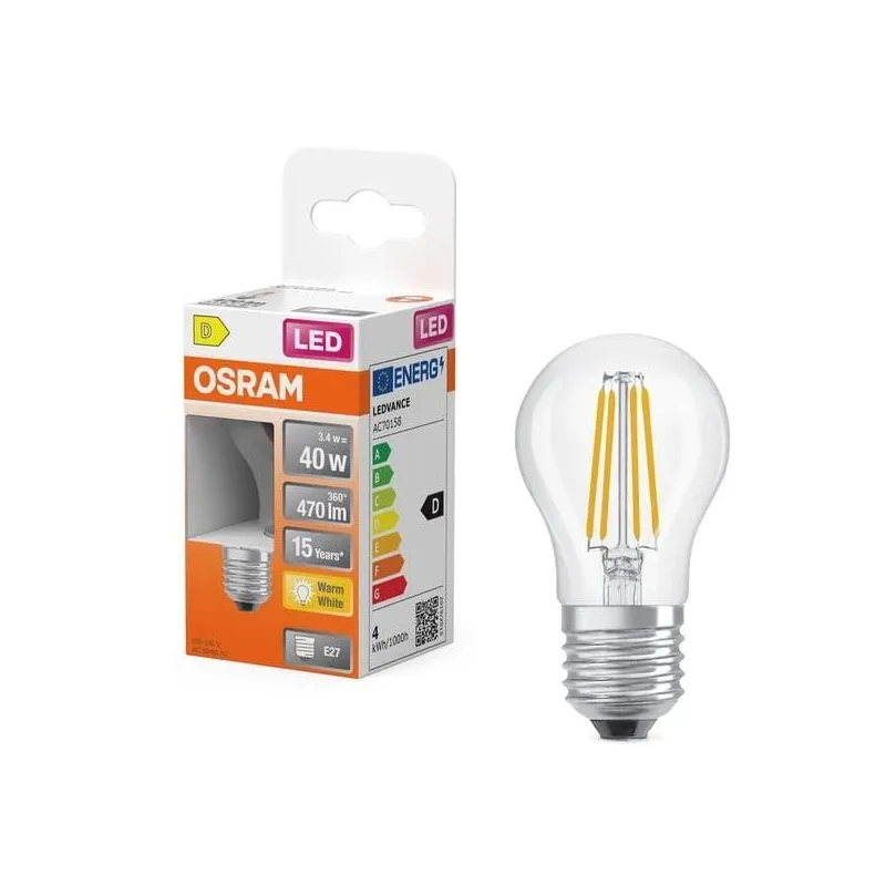 Spuldze Osram LED, P45, 2700 °K, E27, 3.4 W, 470 lm