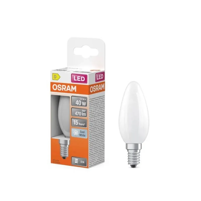 Spuldze Osram LED, B35, 4000 °K, E14, 3.4 W, 470 lm