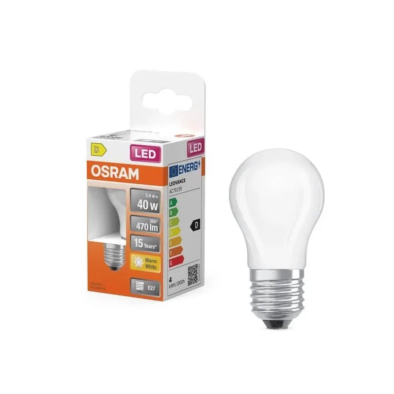 Spuldze Osram LED, P45, 2700 °K, E27, 3.4 W, 470 lm