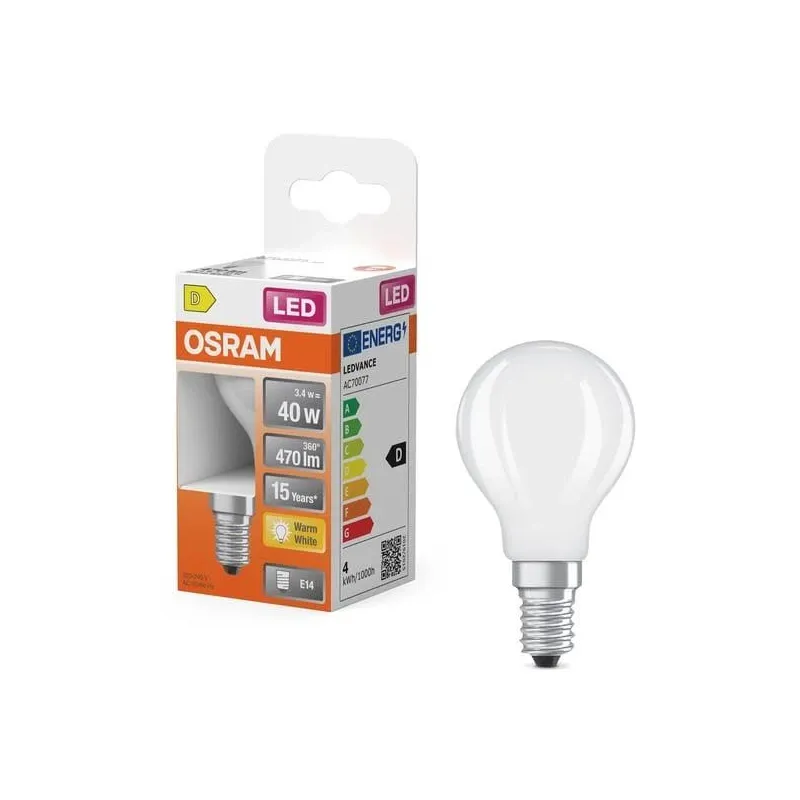 Spuldze Osram LED, P45, 2700 °K, E14, 3.4 W, 470 lm