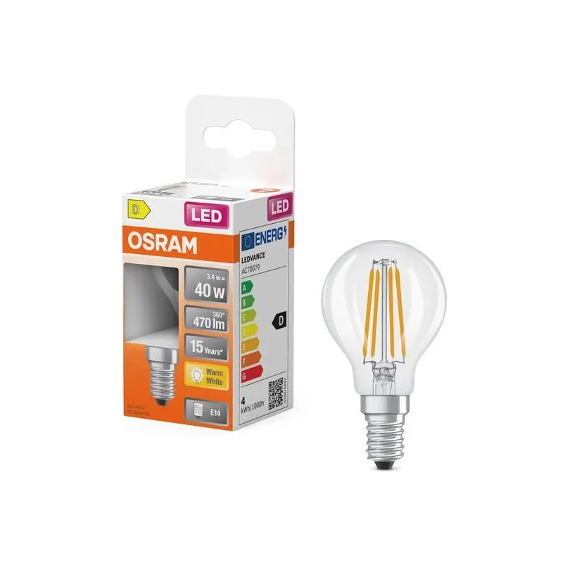 Spuldze Osram LED, P45, 2700 °K, E14, 3.4 W, 470 lm
