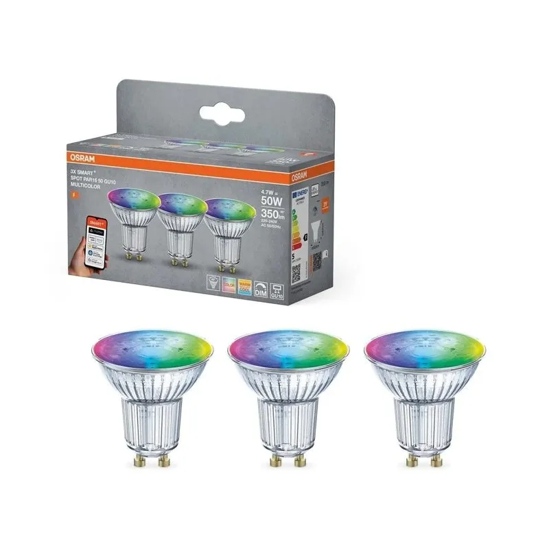 Viedā spuldze Osram LED, PAR16, 2700 - 6500 °K, GU10, 5 W, 350 lm, 3 gab.