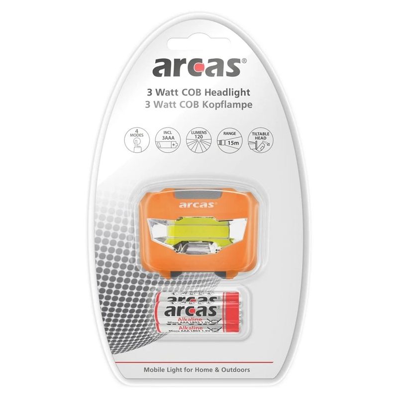 Galvas lukturis Arcas 3W LED 4 funkcijas+3xAAA baterijas