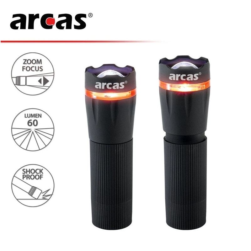 Lukturis Arcas LED Zoom 1W +3AAA baterijas