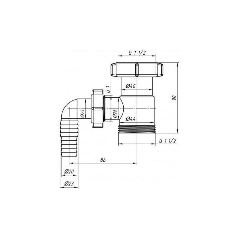 Veļas mazgājamās mašīnas un trauku mazgājamās mašīnas savienojums Aniplast M110 1½