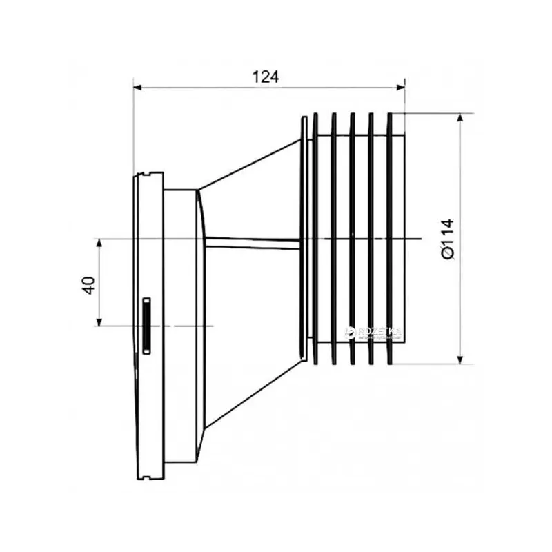 Līkums Ani Plast, pelēka krās., 124 mm