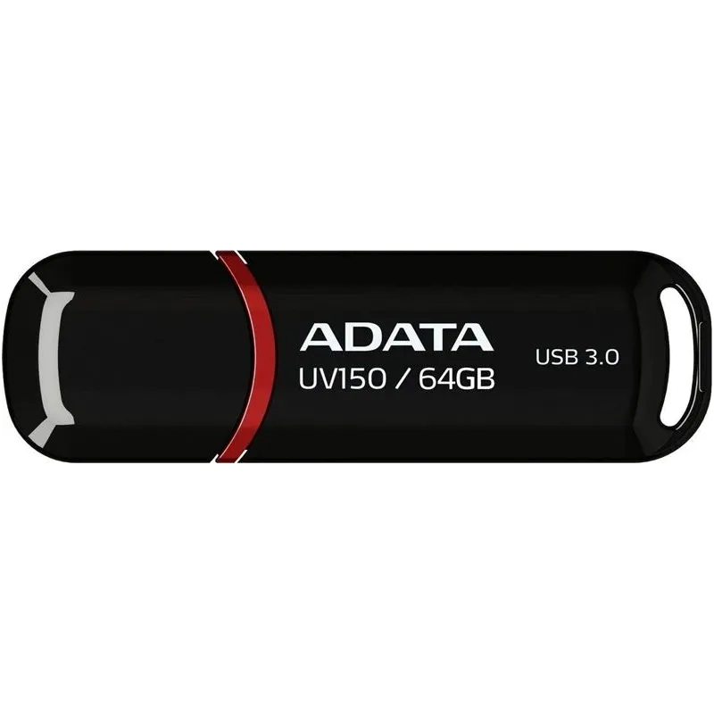 USB atmintinė Adata UV150 AUV150-64G-RBK, juoda sp.-raudona sp., 64 GB