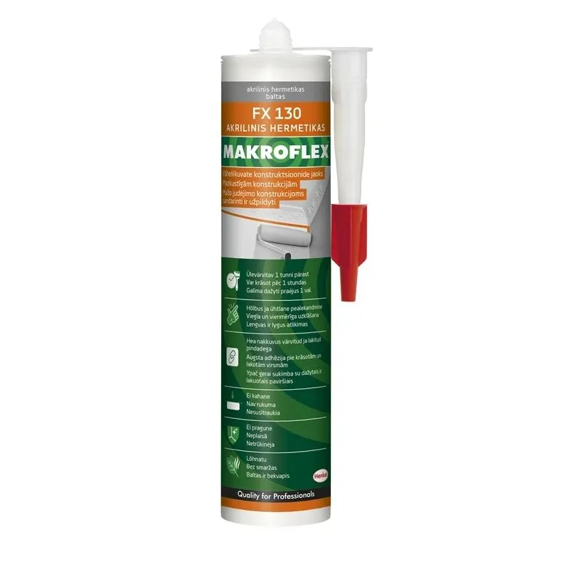 Akrilinis hermetikas Makroflex FX 130 Acrilic Sealant, 0.28 l, balta sp.