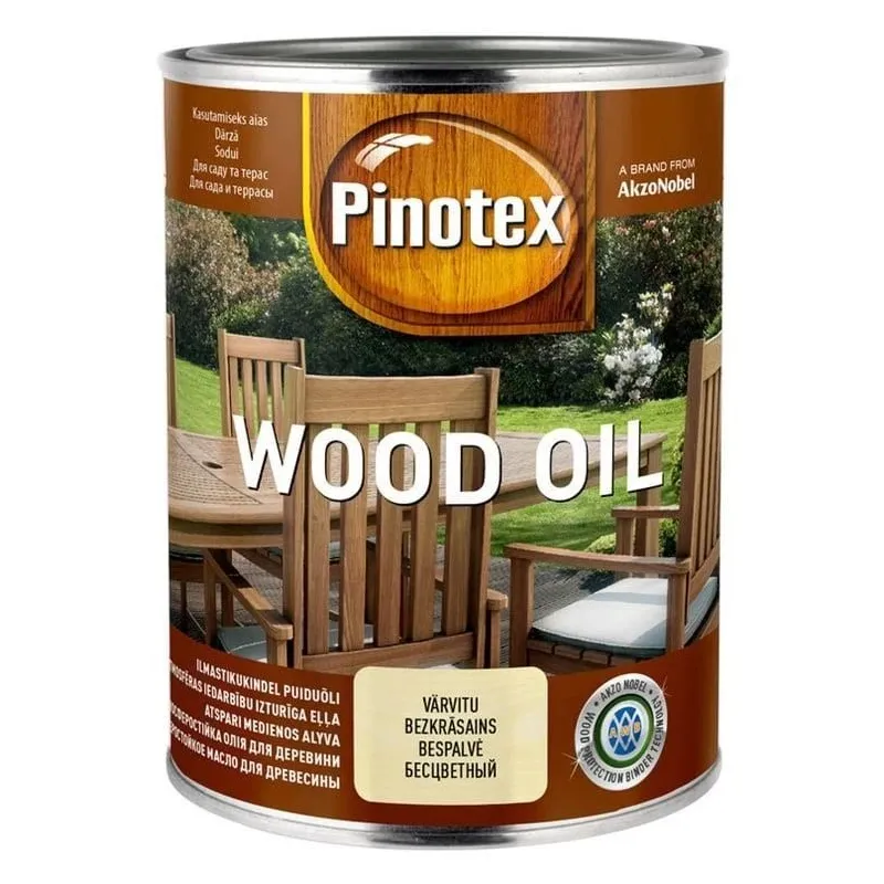 Koksnes eļļa Pinotex Terrace & Wood Oil, caurspīdīga krās., 1 l