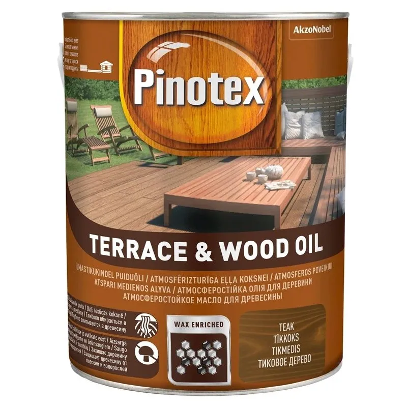Koksnes eļļa Pinotex Terrace & Wood Oil, tīkkoks krās., 3 l