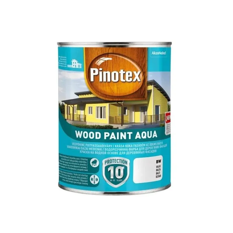 Medinių fasadų dažai Pinotex Wood Paint Aqua, balta sp., 1 l