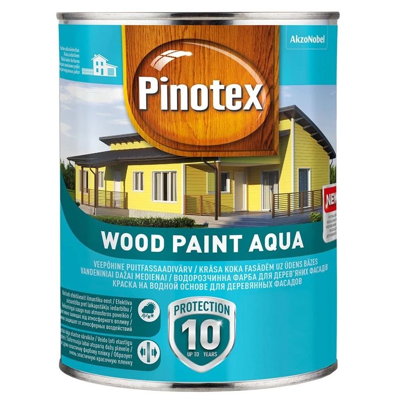 Emulsijas krāsas Pinotex Wood Paint Aqua, baltas, 1l