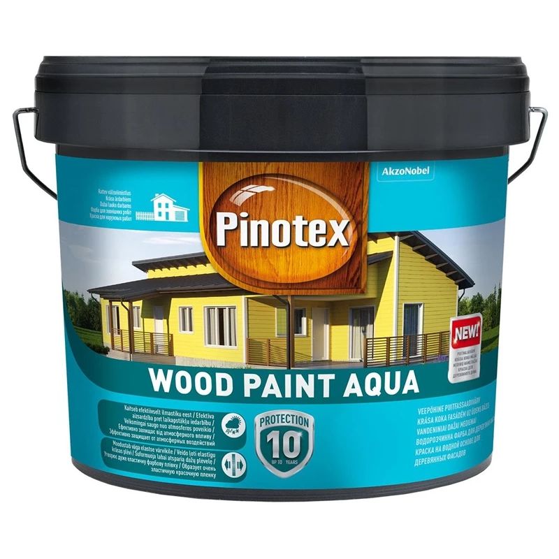 Emulsijas krāsas Pinotex Wood Paint Aqua, tumši brūnas, 9 l
