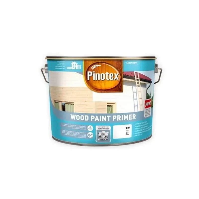 Krāsas gruntēšanai koka Pinotex Wood Paint Primer, balta krās., 10 l
