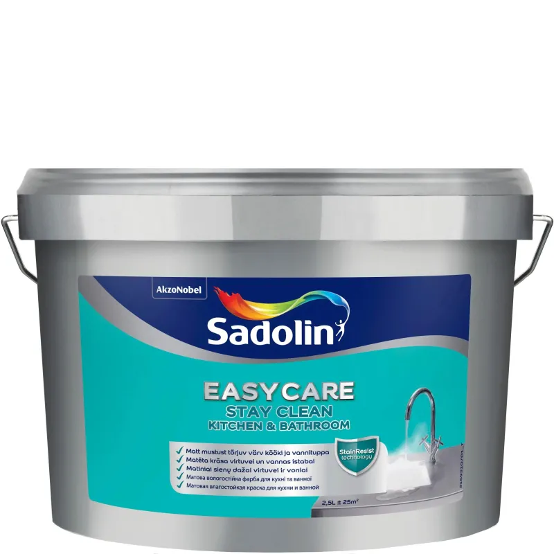 Dažai Sadolin Easycare Kitchen & Bathroom, balta sp., 2.5 l