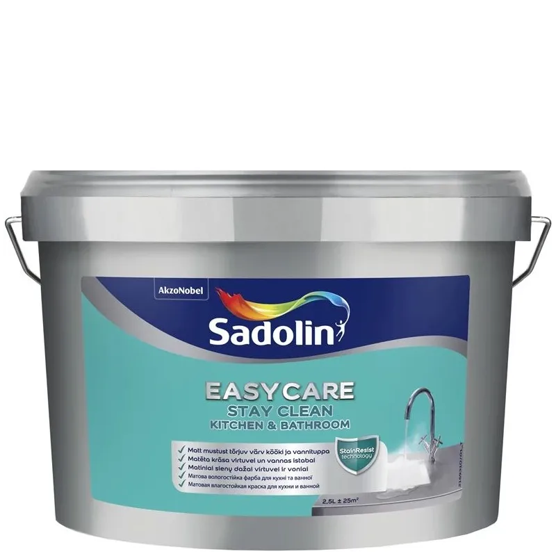 Krāsa Sadolin Kitchen & Bathroom, ūdens bāzes, matēts, 2.33 l