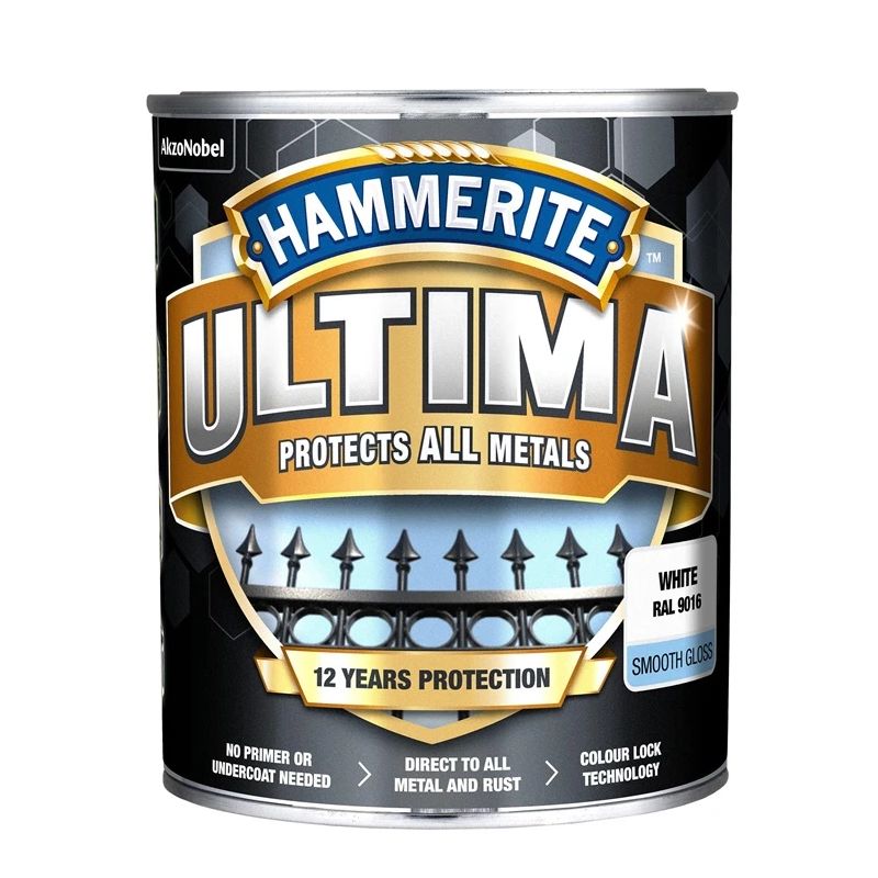 Emaljas krāsa Hammerite Ultima Smooth. 0.7 l. balta