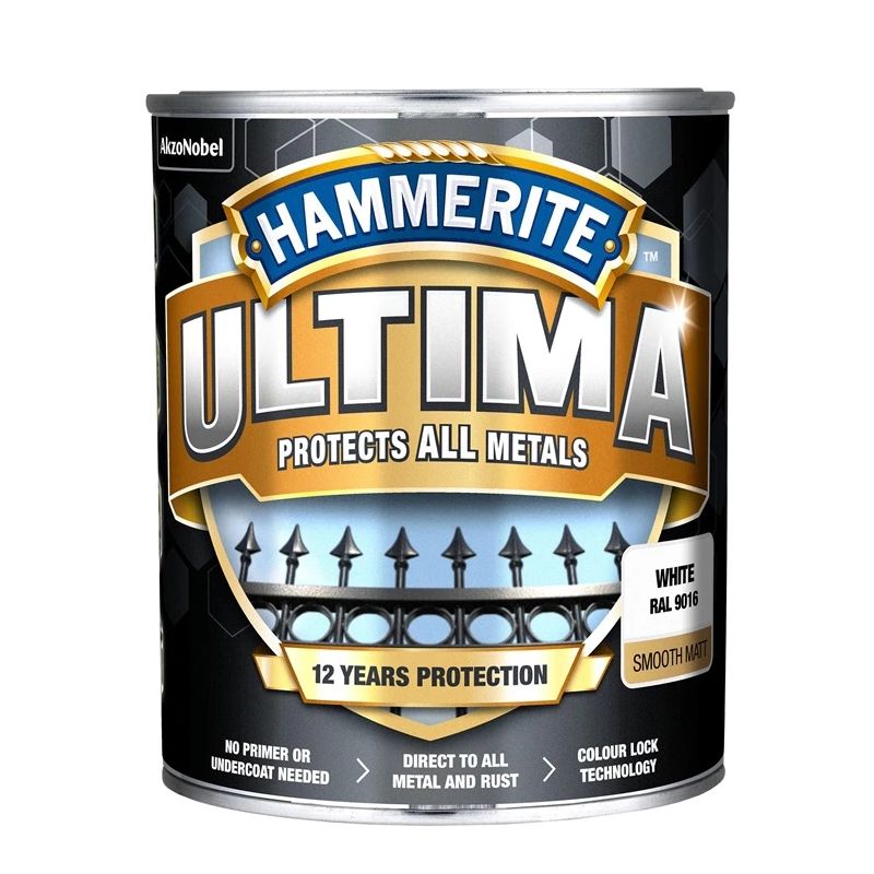 Emaljas krāsa Hammerite Ultima Matt. 0.7 l. balta