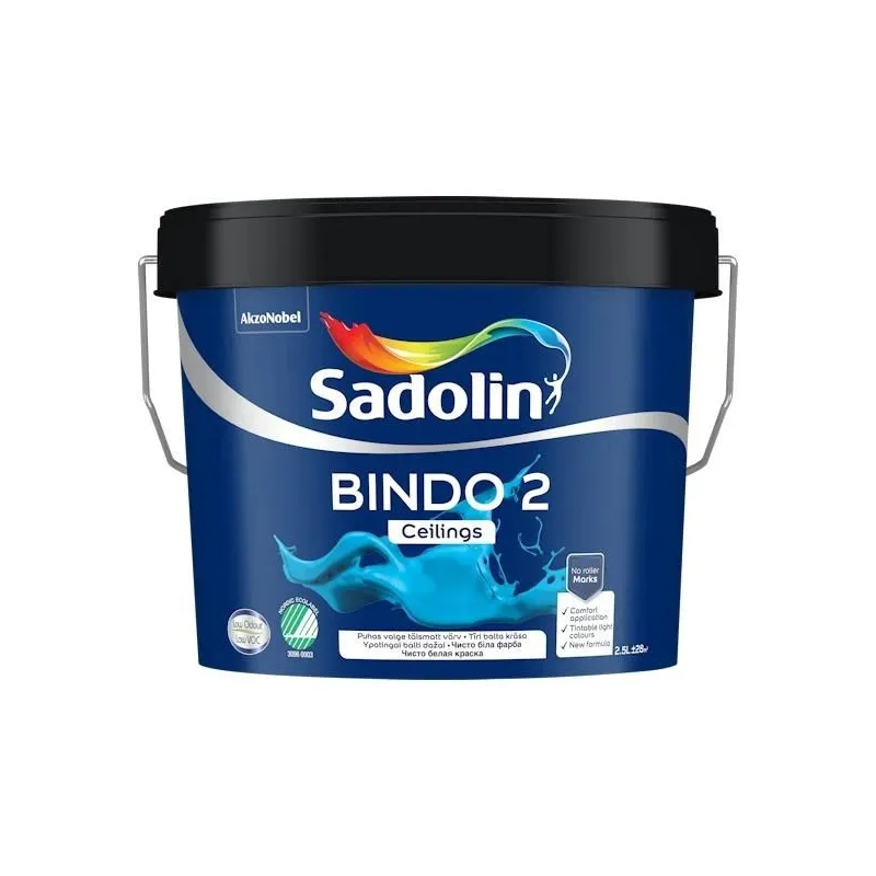 Krāsa Sadolin Bindo 2, balta krās., 2.5 l