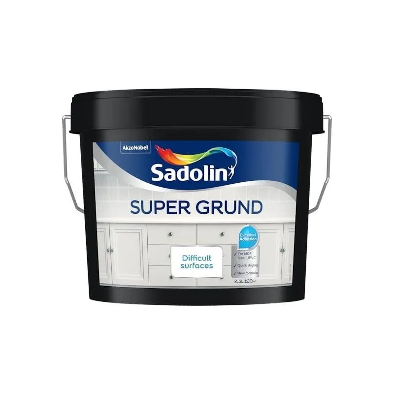Krāsas gruntēšanai Sadolin Super Grund, balta krās., 2.5 l