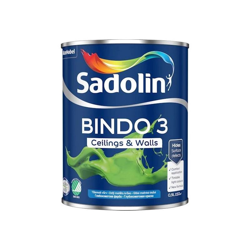 Krāsa Sadolin Bindo 3 BW. balta. 0.9 l