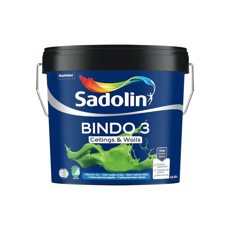 Krāsa Sadolin Bindo 3 BW. balta. 4.5 l