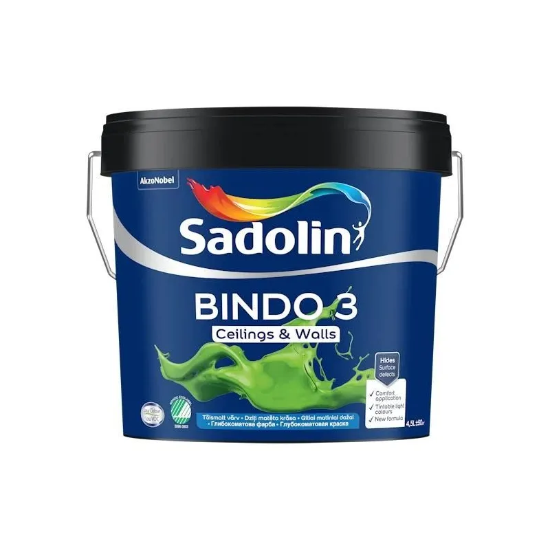 Krāsa Sadolin Bindo 3, balta krās., 4.5 l