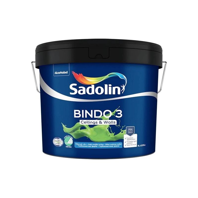 Krāsa Sadolin Bindo 3 BW. balta. 9 l