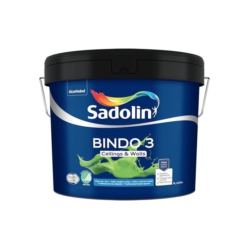 Krāsa Sadolin Bindo 3 BW. balta. 9 l