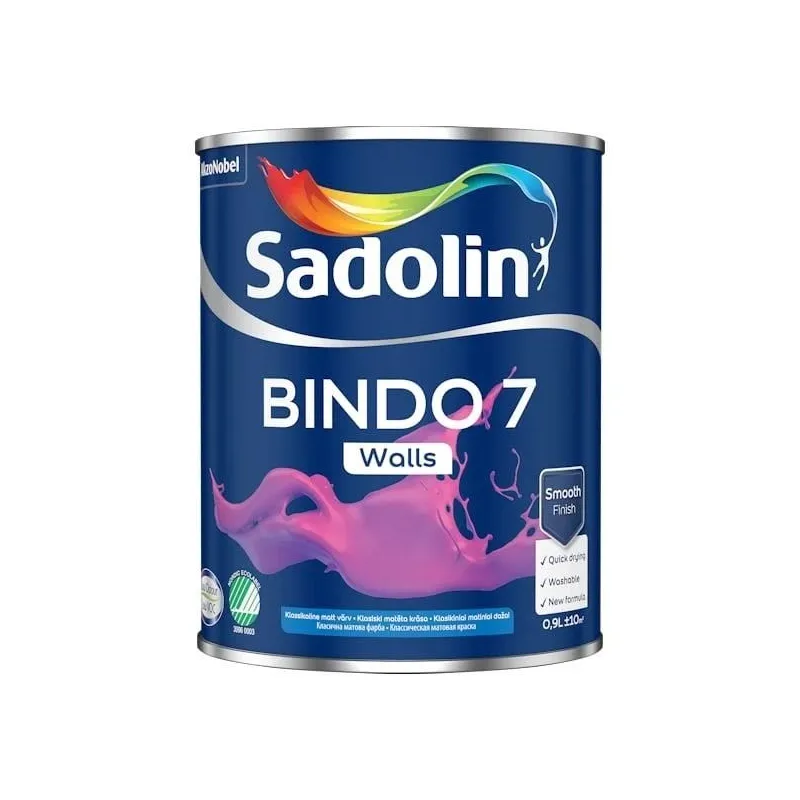 Dažai Sadolin Bindo 7, balta sp., 0.9 l