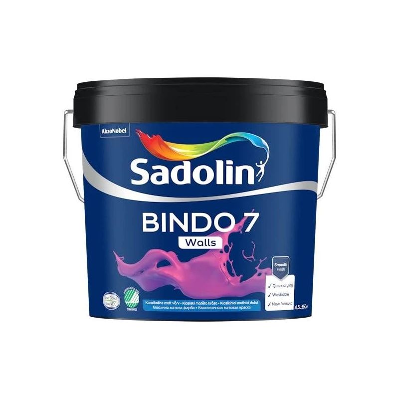 Krāsa Sadolin Bindo 7 BW. balta. 4.5 l
