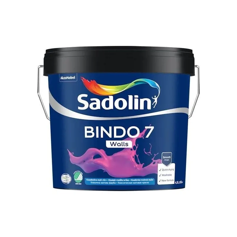 Krāsa Sadolin Bindo 7, balta krās., 4.5 l