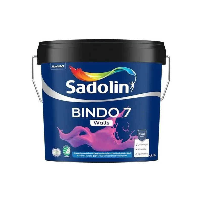 Krāsa Sadolin Bindo 7, balta krās., 4.5 l