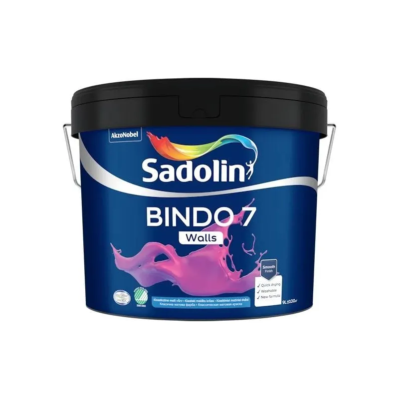 Krāsa Sadolin Bindo 7, balta krās., 9 l