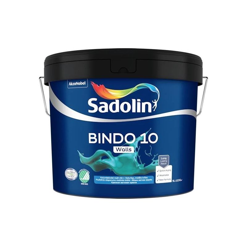 Krāsa Sadolin Bindo 10 BW. balta. 9 l