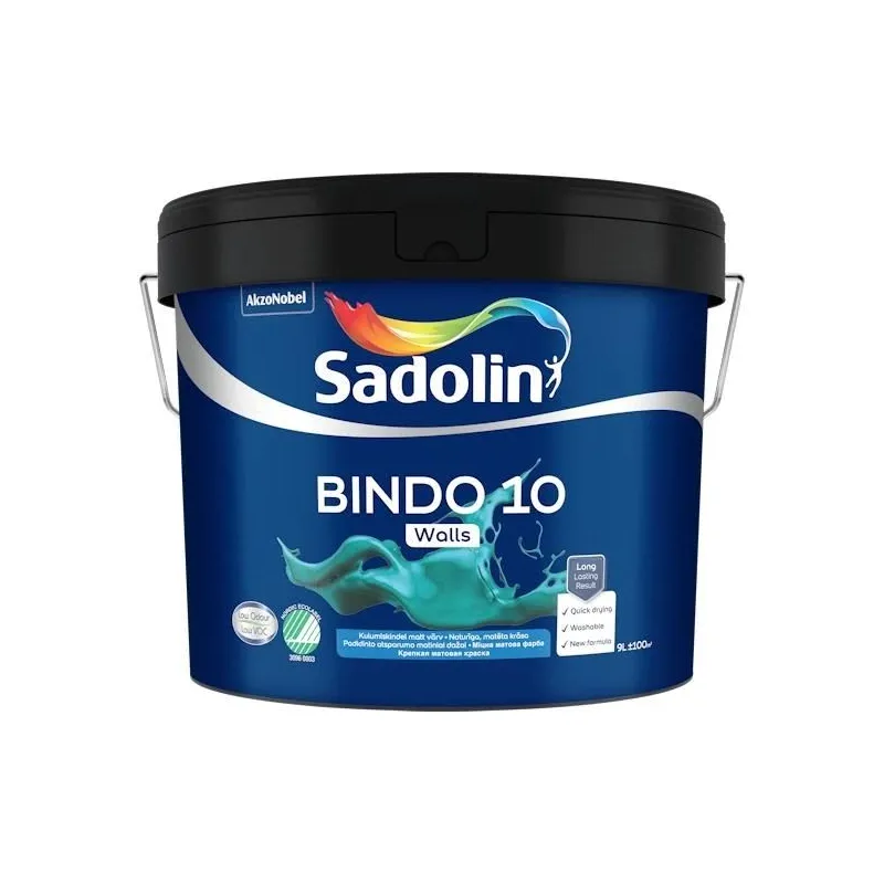 Krāsa Sadolin Bindo 10, balta krās., 9 l