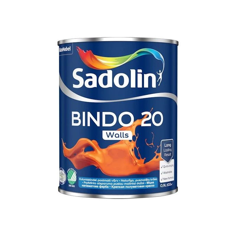Krāsa Sadolin Bindo 20 BW. balta. 0.9 l