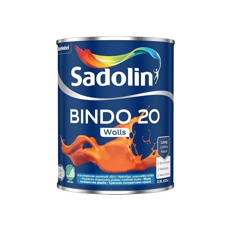 Krāsa Sadolin Bindo 20, balta krās., 0.9 l