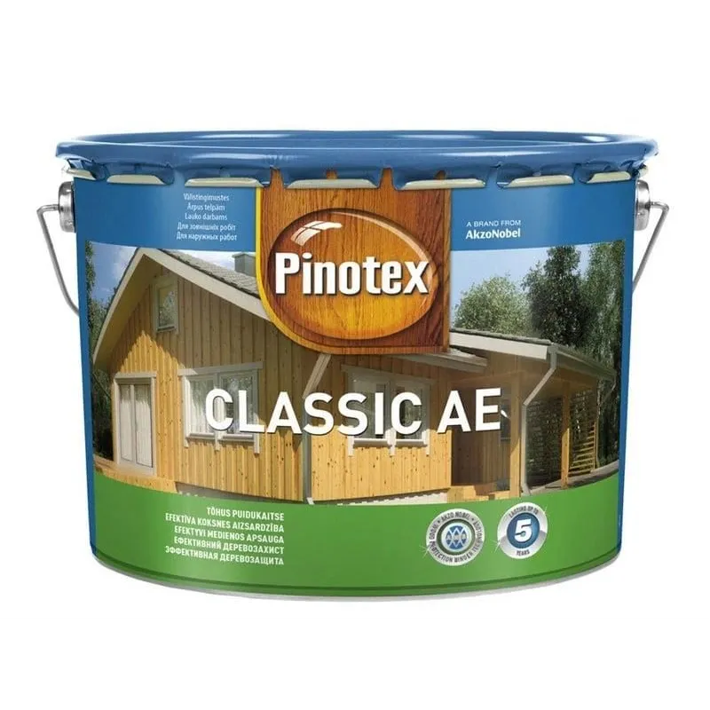 Koksnes impregnants Pinotex Classic Lasur, dzeltenīga krās.-purenes krās., 10 l