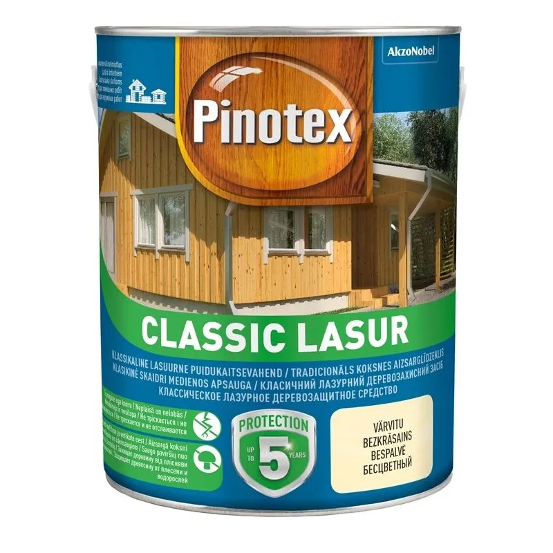 Koksnes impregnants Pinotex Classic Lasur, dzeltenīga krās.-purenes krās., 3 l