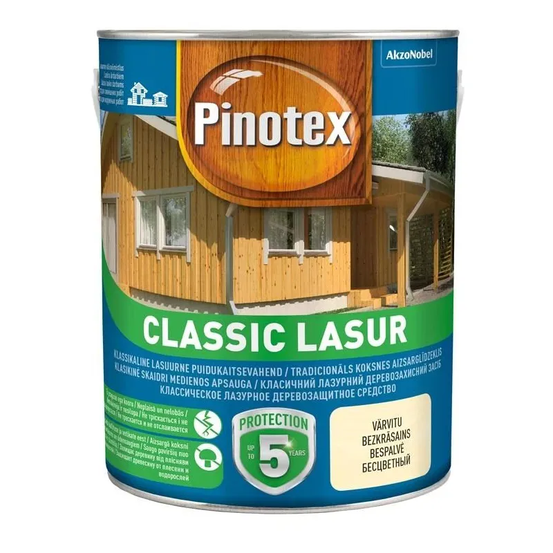 Koksnes impregnants Pinotex Classic Lasur, dzeltenīga krās.-purenes krās., 3 l