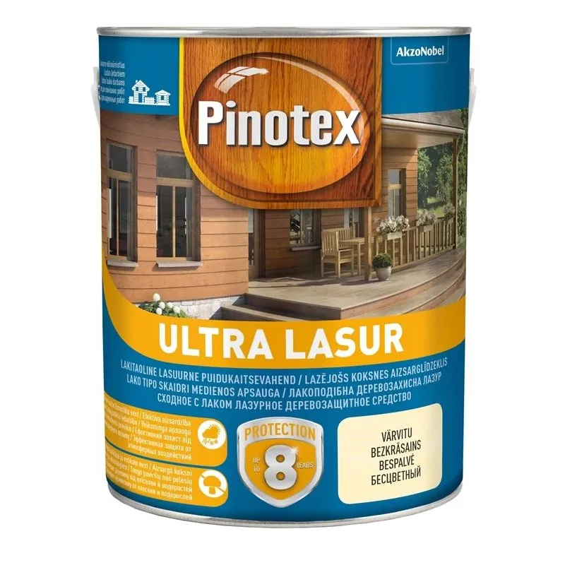 Koksnes impregnants Pinotex Ultra Lasur, dzeltenīga krās.-purenes krās., 3 l