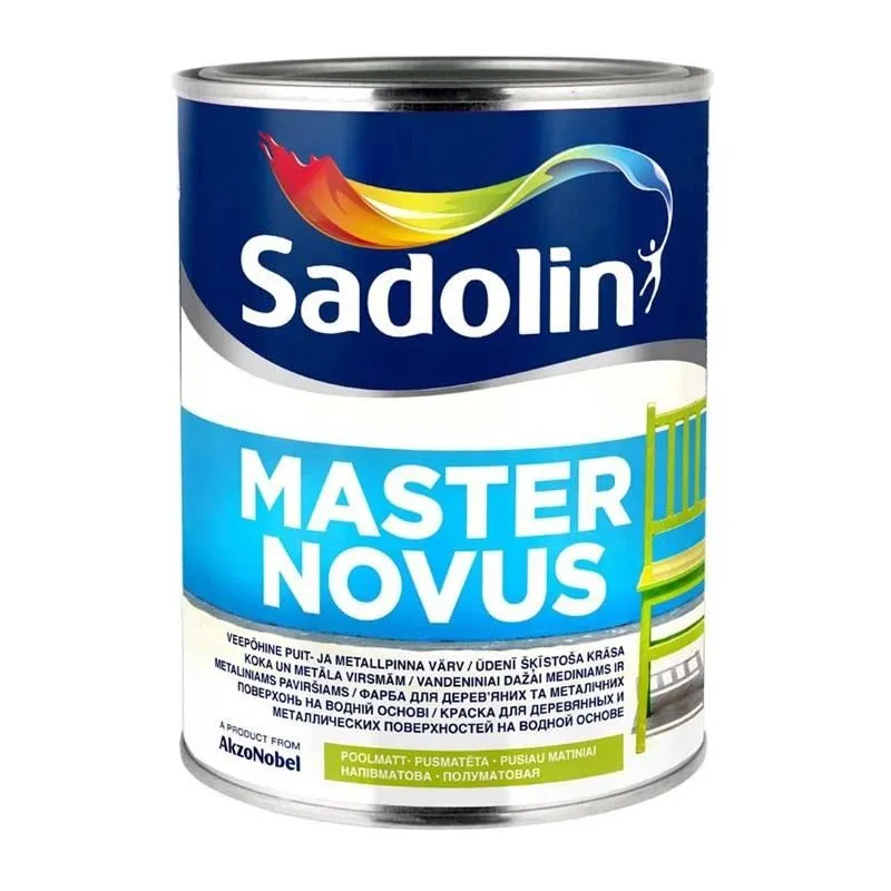 Emaljas krāsa, daudzveidīgs Sadolin Master Novus 15, pus-matēts, 1 l, balta