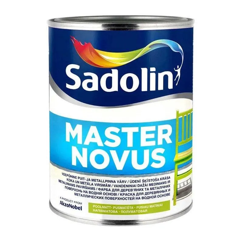 Emaljas krāsa, daudzveidīgs Sadolin Master Novus 15, pus-matēts, 1 l, balta