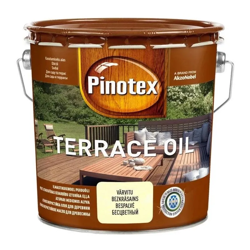 Eļļa terasēm Pinotex Terrace Oil, caurspīdīga krās., 3 l