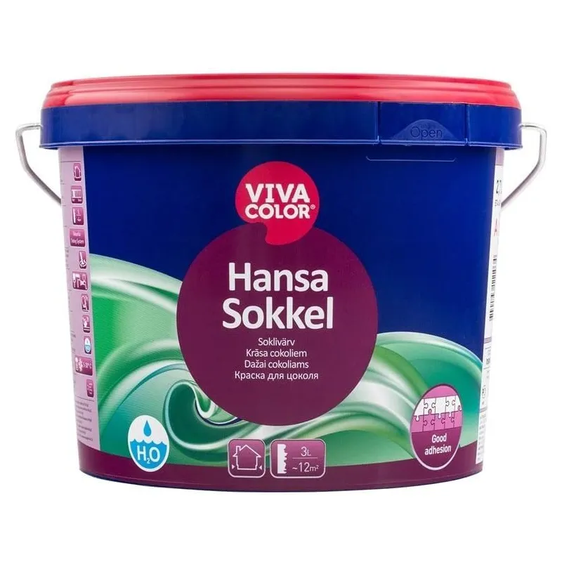 Fasāžu krāsa Vivacolor Hansa Sokkel, balta, 2.7 l