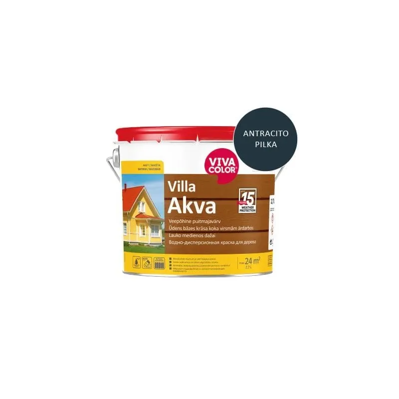Fasāžu krāsa Vivacolor Villa Akva, antracīta pelēks, 2.7 l