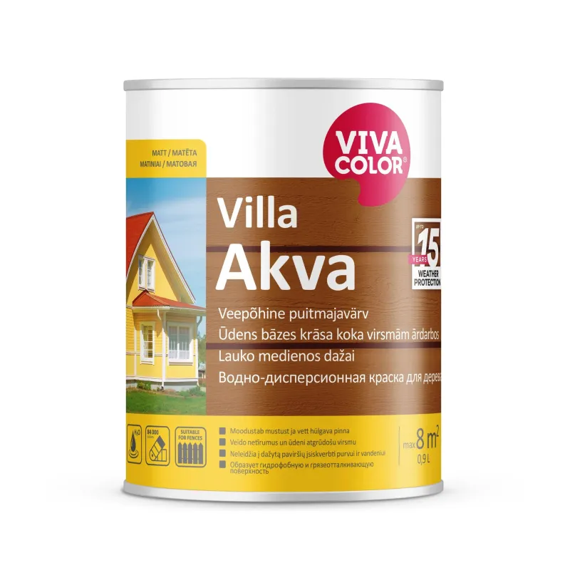 Fasāžu krāsa Vivacolor Villa Akva, balta, 0.9 l