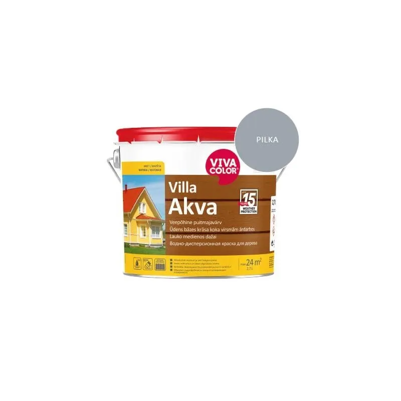 Fasāžu krāsa Vivacolor Villa Akva, pelēka, 2.7 l