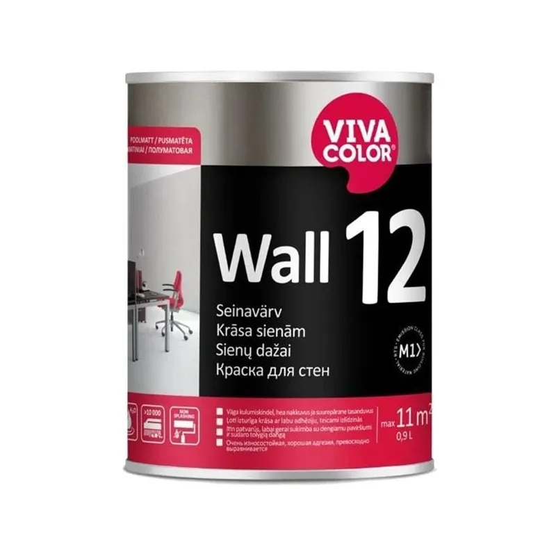 Sienu krāsa Vivacolor Wall 12, balta, 0.9 l